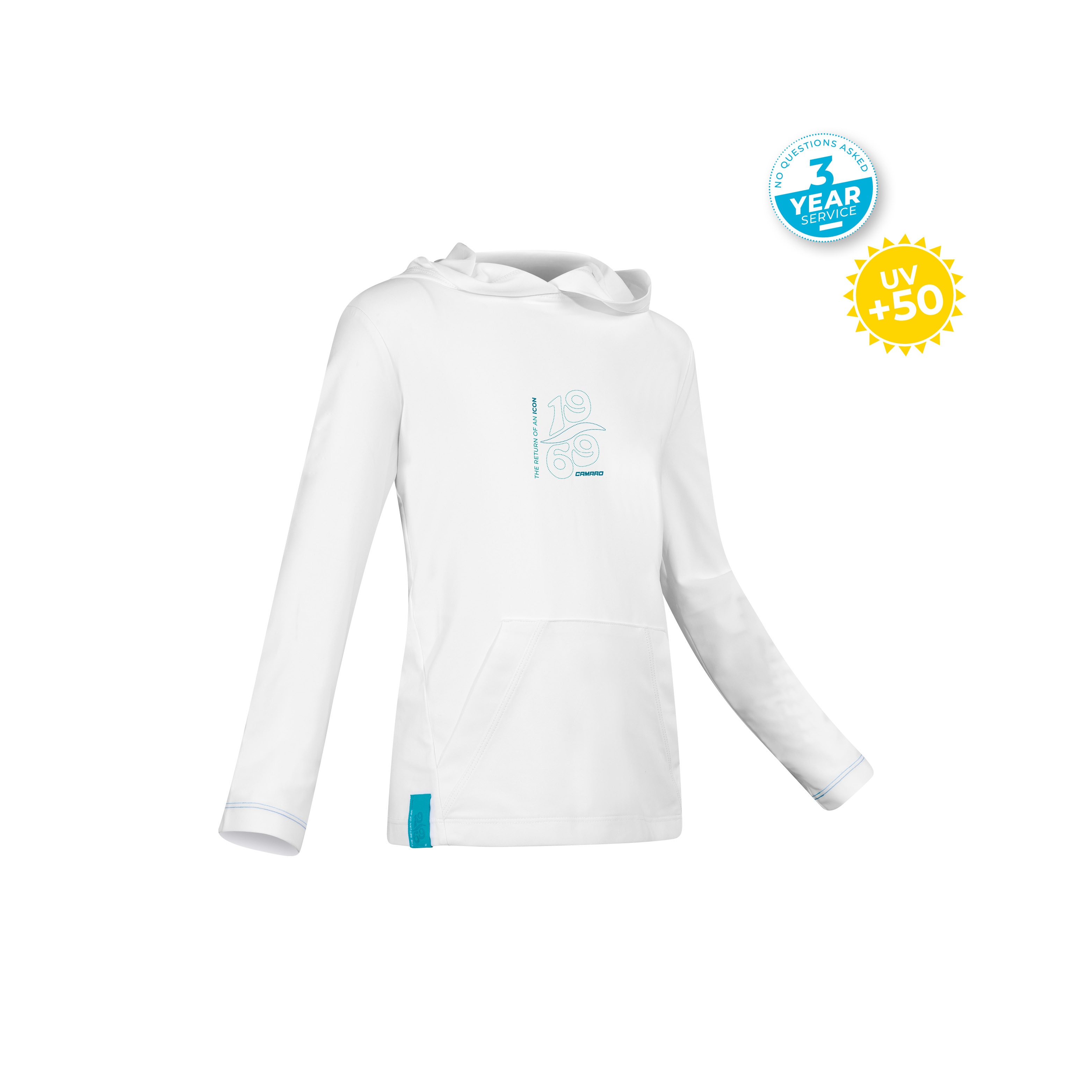 Lycra hoody kids LS white/blue