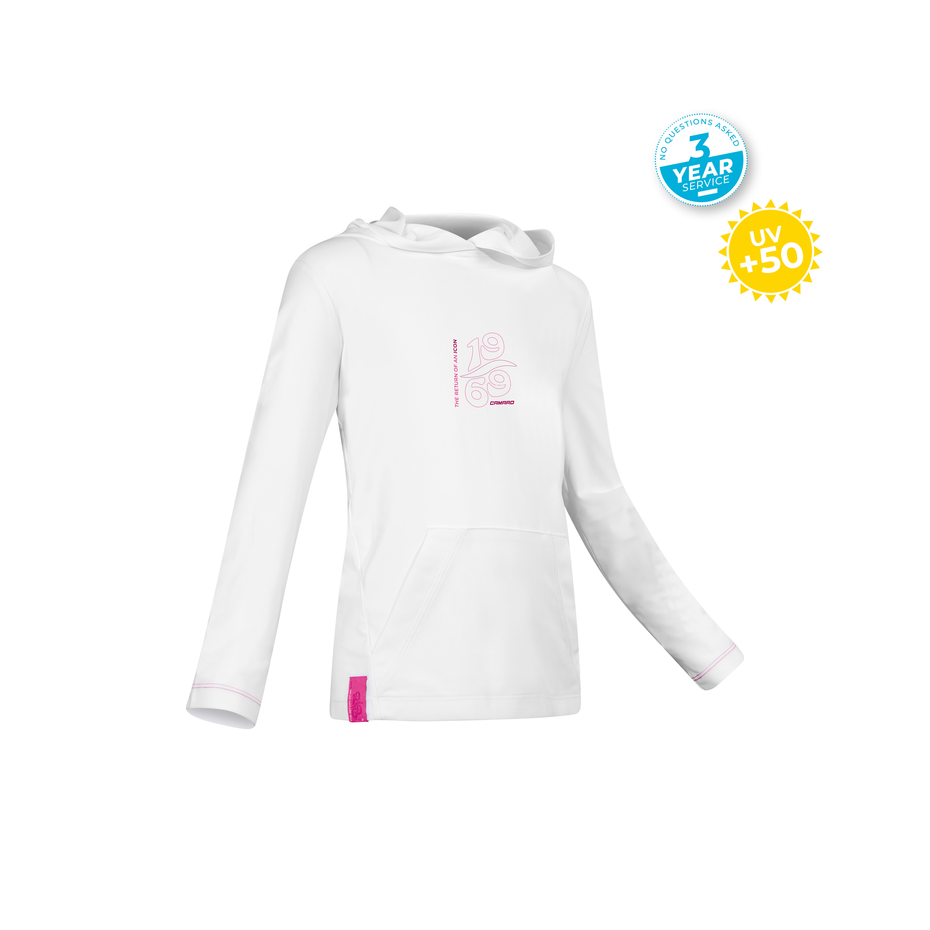 Lycra hoody kids LS white/pink