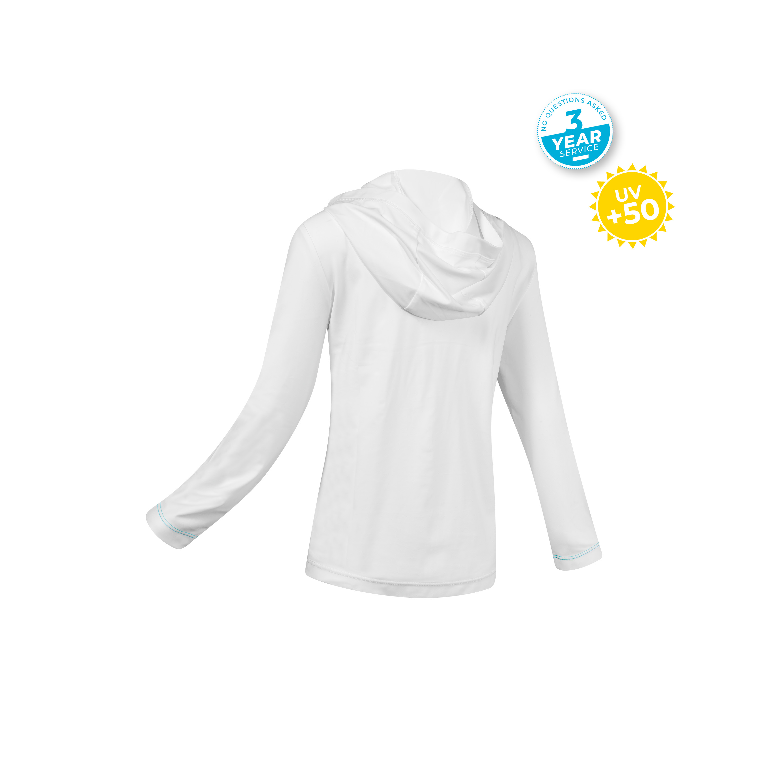 Lycra hoody kids LS white/blue