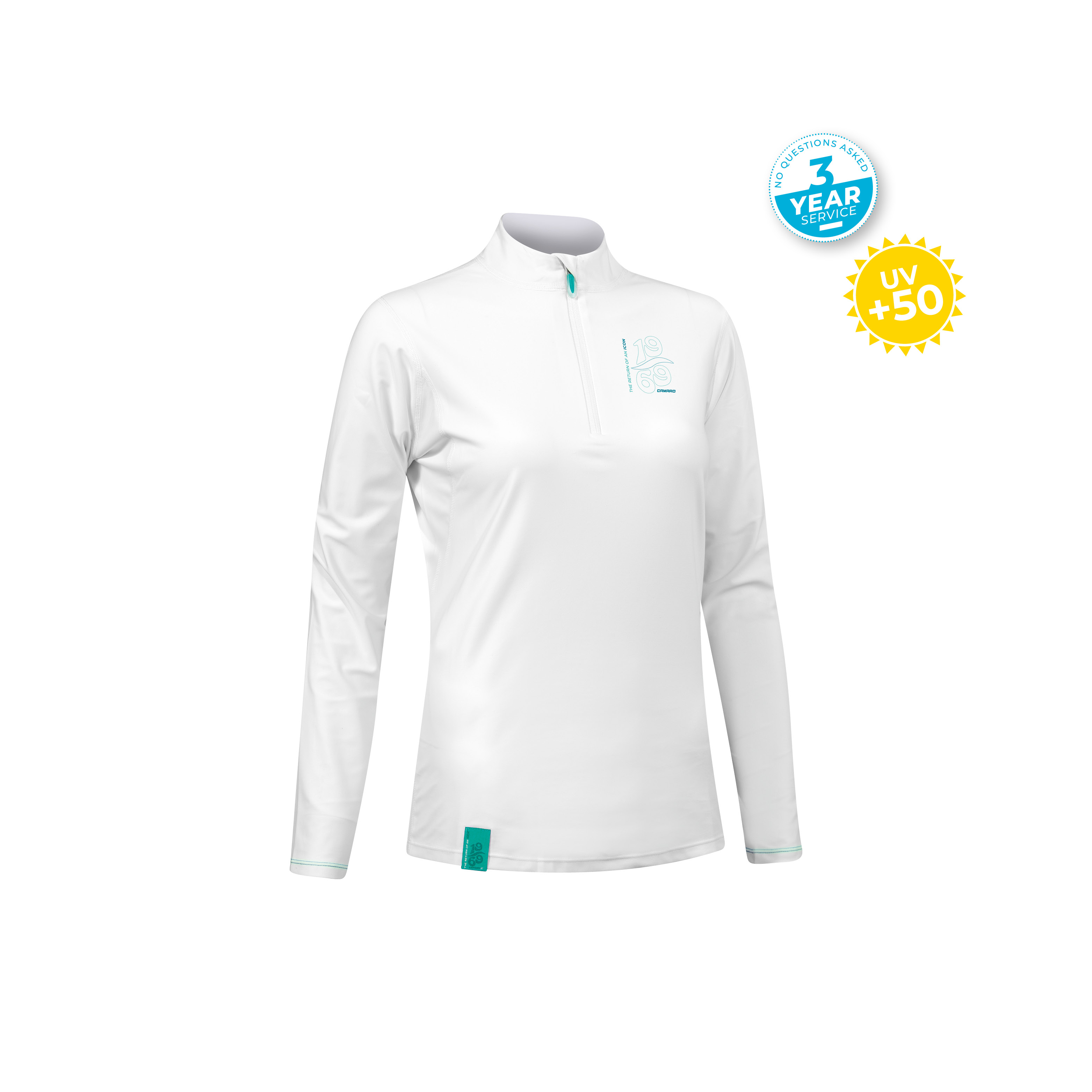 Lycra w/zip women LS white/baia
