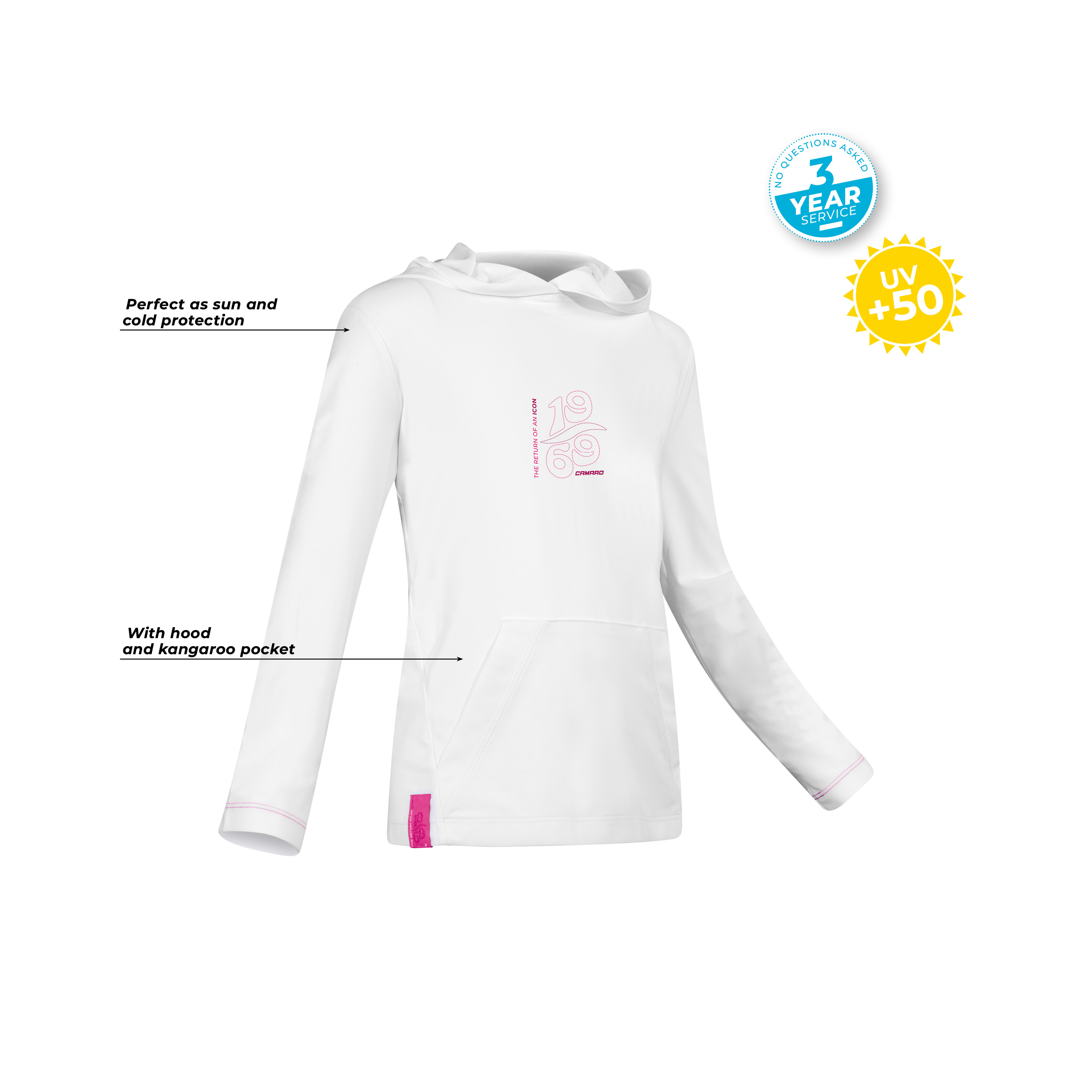Lycra hoody kids LS white/pink
