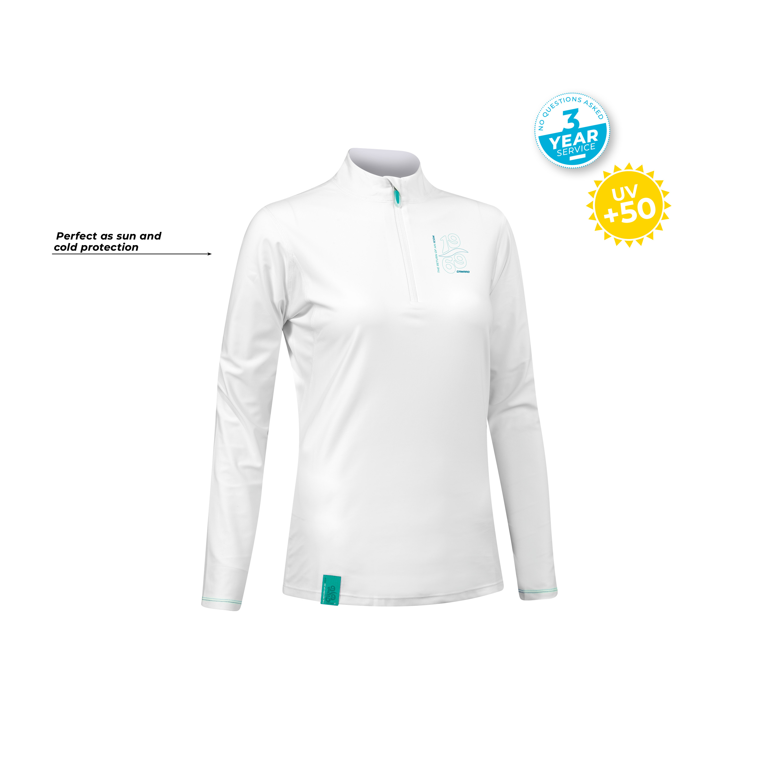 Lycra w/zip women LS white/baia