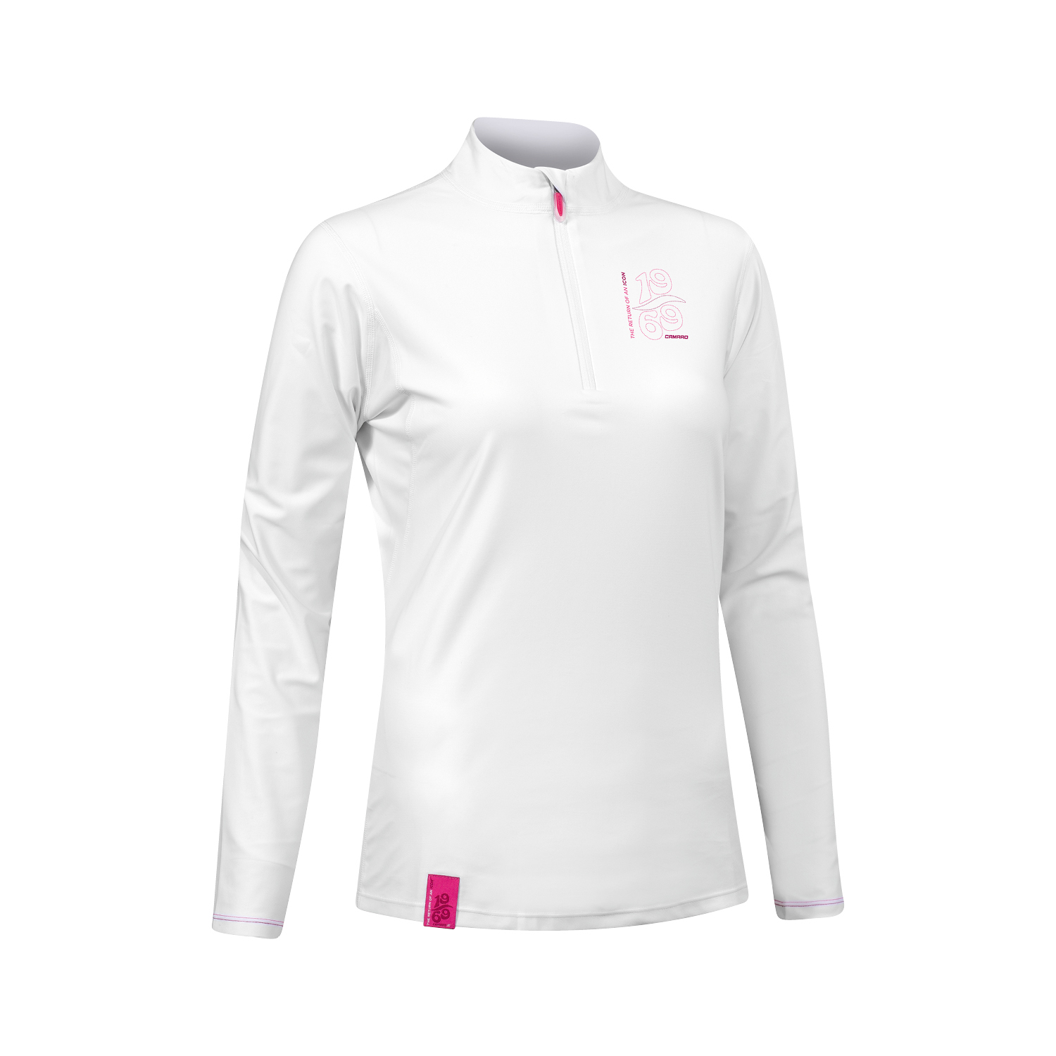 Lycra w/zip women LS white/pink